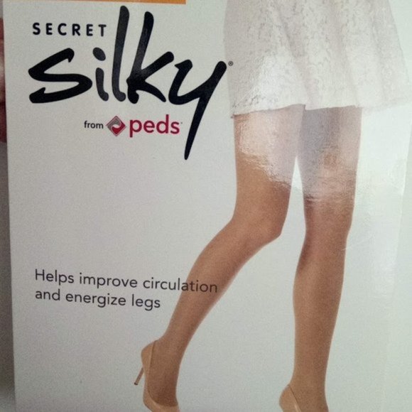 New Secret Silky Control Top Off Black Sheer Support Hosiery Stockings Size C - Picture 3 of 7